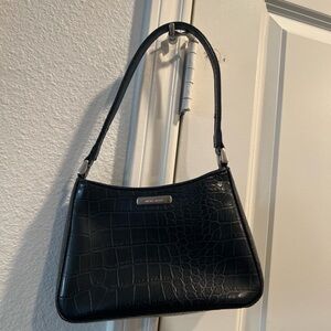 Nine West Black Croc-Embossed Shoulder Bag